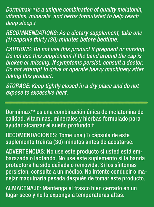 Dormix Dormimax Sleep Support Supplement (30/60 Capsules) - Health Hispanica ...