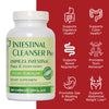 Bottle of Intestinal Cleanser part A extra strength with benefit icons: supports digestive health, supports colon health, supports bowel regularity, promotes toxin removal, promotes gas and bloating relief, supports abdominal weight loss