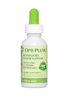 A bottle of Natura-Genics Opti-Pulmo Respiratory System Support liquid supplement with a green dropper.