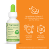 Polybiotic dietary supplement bottle with vitamin C, echinacea, goldenseal, and pau d' arco benefits on an orange background with benefit icons that read promotes immune activity and promotes antioxidant effects