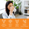 Woman drinking water with health benefits text overlay that read supports urinary tract health, supports kidney health, supports bladder wellness, supports urinary comfort and balance.