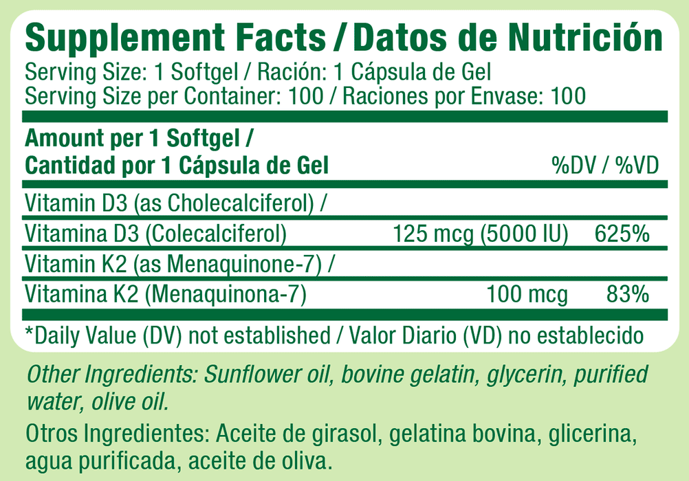 Vitamin D3 + K2