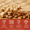 Natto (fermented soy beans) being shown with chopsticks with benefit icons. Benefits include supports healthy bones and joints, healthy circulation, cardiovascular wellness, and overall vitality.