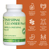 Bottle of Intestinal Cleanser part B Capsules with benefit icons: supports digestive health, supports colon health, supports bowel regularity, promotes toxin removal, promotes gas and bloating relief, supports abdominal weight loss