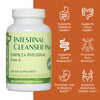 Bottle of Intestinal Cleanser part A with benefit icons: supports digestive health, supports colon health, supports bowel regularity, promotes toxin removal, promotes gas and bloating relief, supports abdominal weight loss